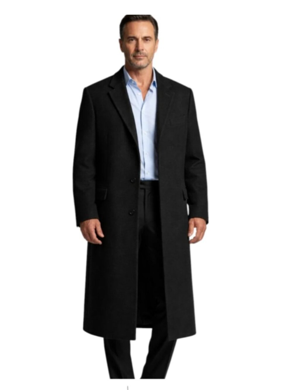 Ralph Lauren Men's Wool Cashmere Blend Black Full-Length Overcoat sz 44R